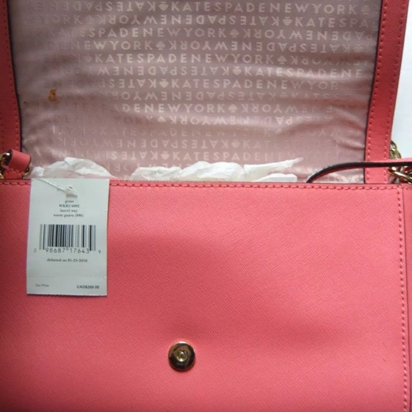 Kate Spade Crossbody Bag Laurel Way Pink Leather/Chain Link - Picture 7 of 9